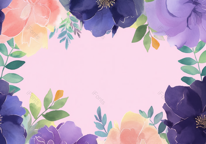 浪漫水彩花卉植物边框,插画/手绘图,插画/手绘图库,插画/手绘图下载,插画/手绘
